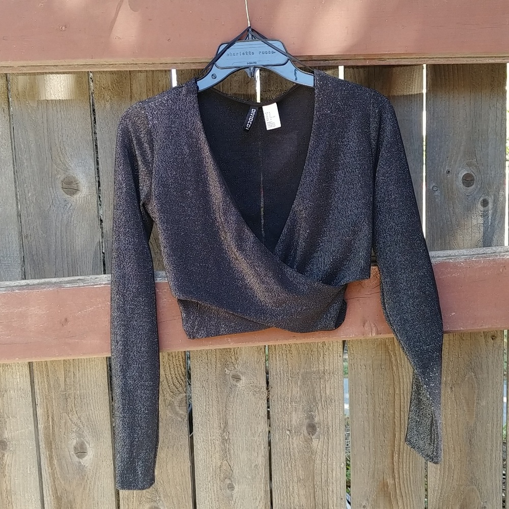 H&M Divided long sleeve blouse shimmery black